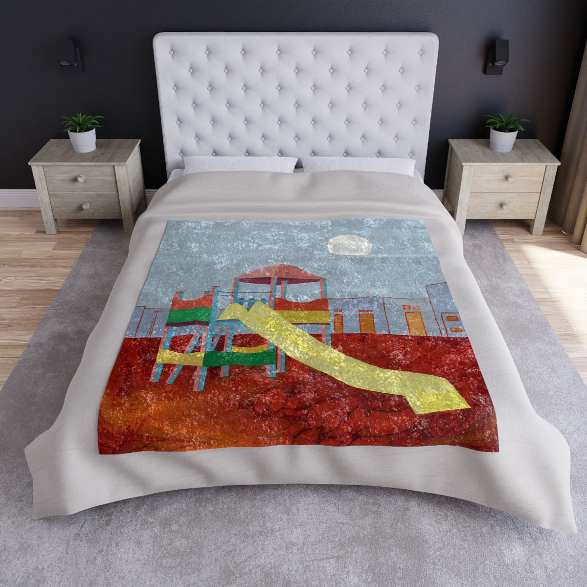 The Playground Crushed Velvet Blanket product image - artwork by Madeline LeBlanc / Making Madi