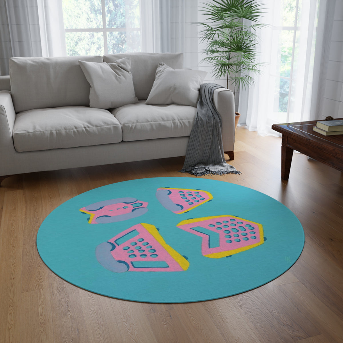 Call Me Round Rug — original artwork by Madeline LeBlanc
