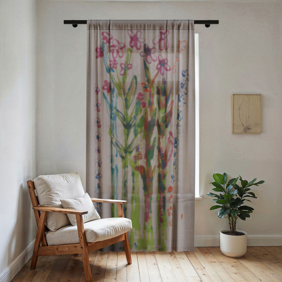 Stickseed Sheer Window Curtain product image - artwork by Madeline LeBlanc / Making Madi