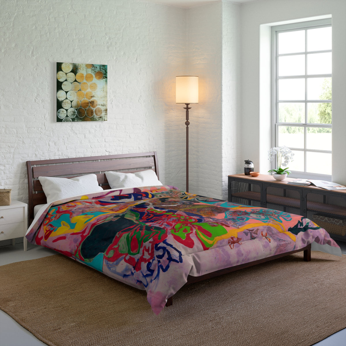 Mantis Mania Comforter product image - artwork by Madeline LeBlanc / Making Madi