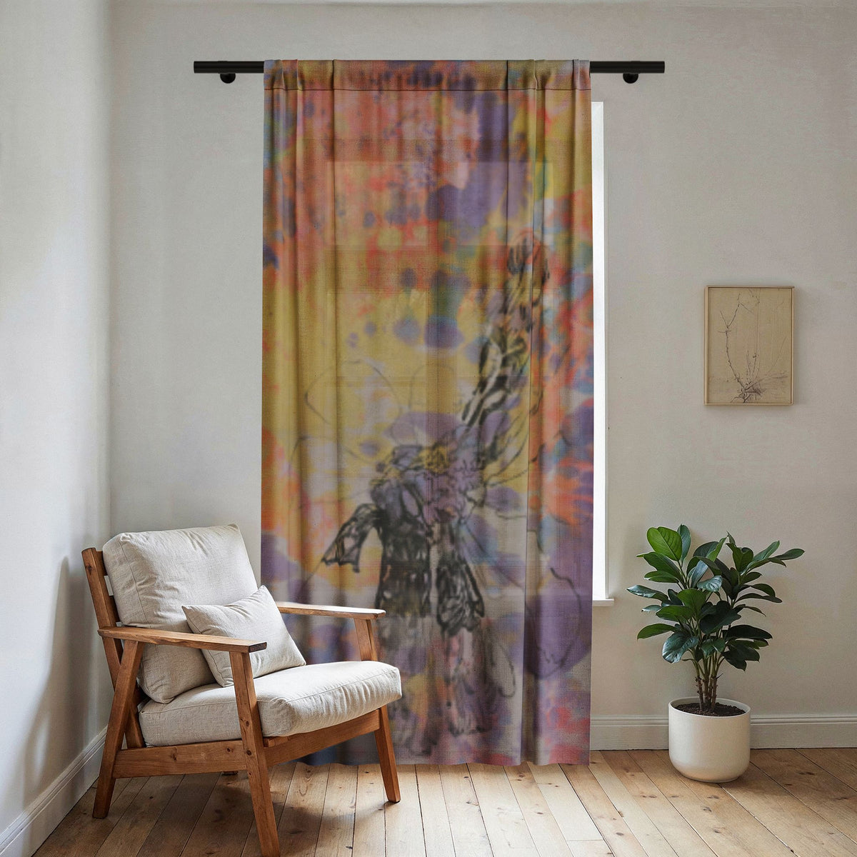 Common Daisy Sheer Window Curtain — original artwork by Madeline LeBlanc