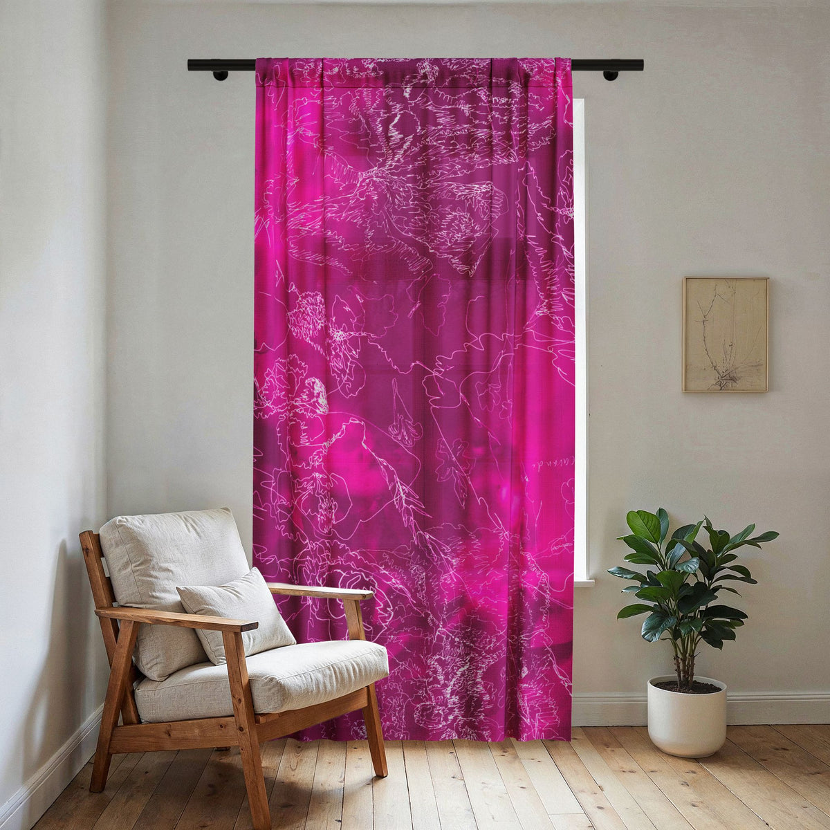 Hot Take Sheer Window Curtain — original artwork by Madeline LeBlanc