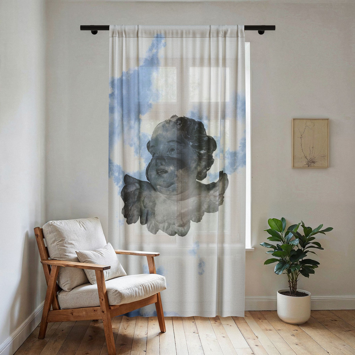 Peace On Earth Sheer Window Curtain — original artwork by Madeline LeBlanc