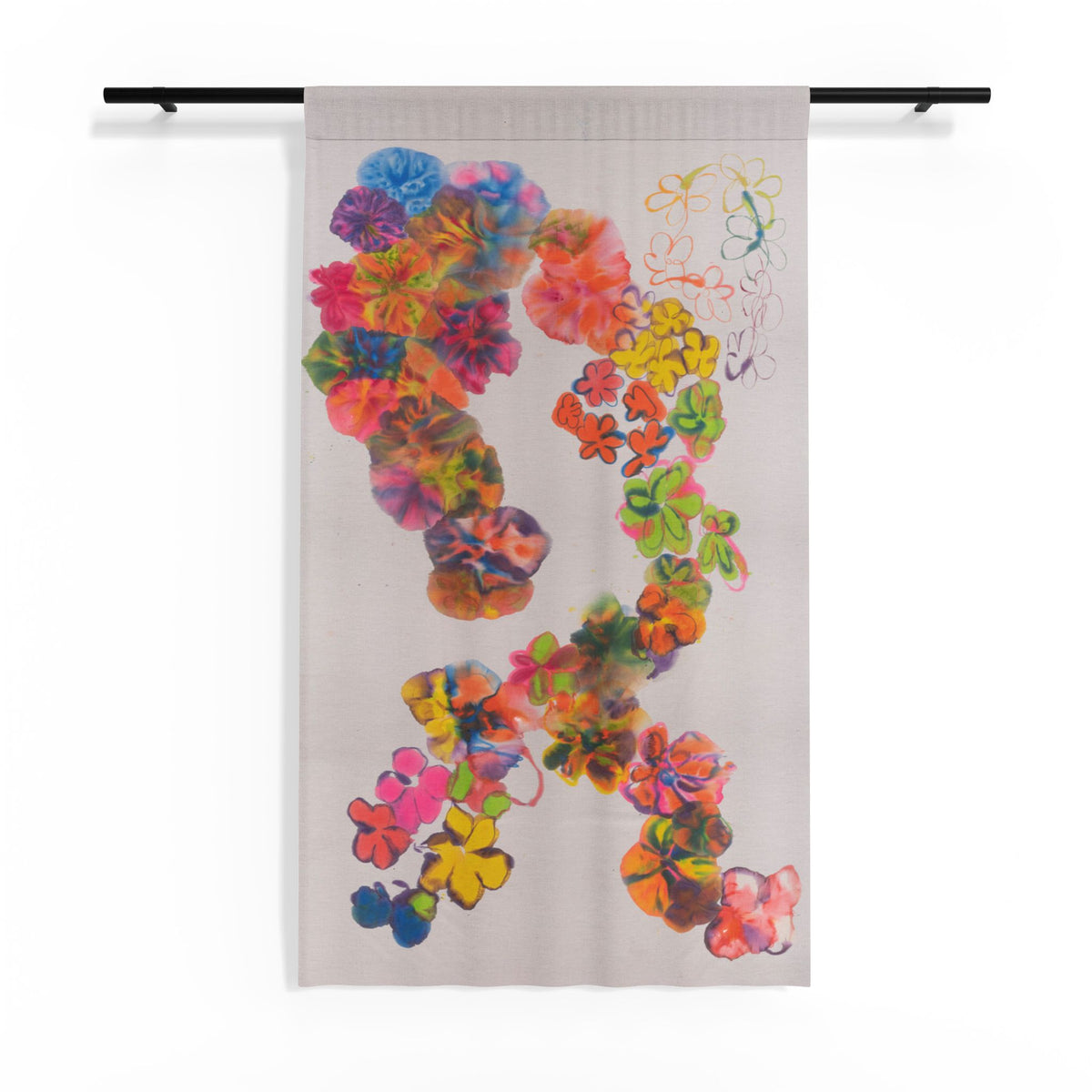 Rainbow Petunia Sheer Window Curtain product image - artwork by Madeline LeBlanc / Making Madi