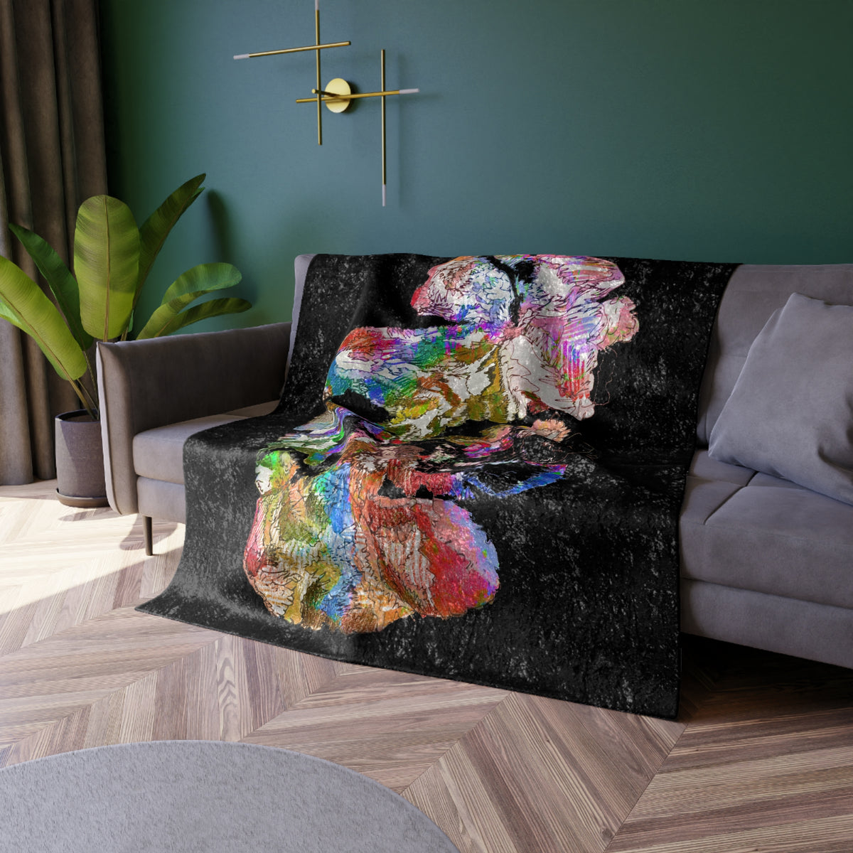 Goodnight Flora Crushed Velvet Blanket product image - artwork by Madeline LeBlanc / Making Madi