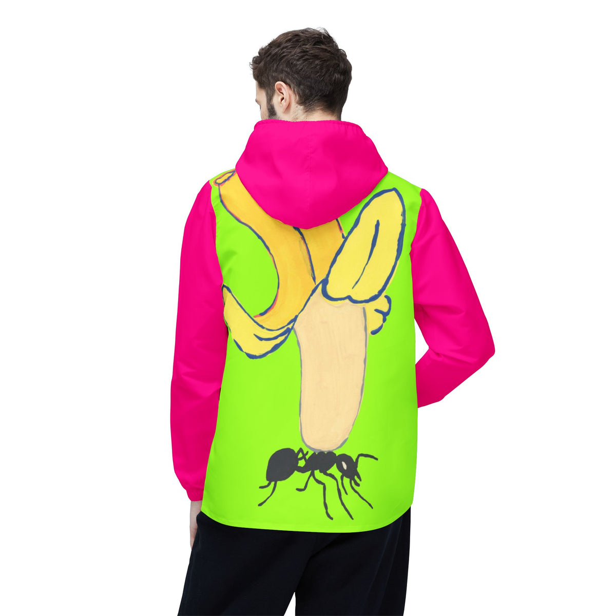 Banana Ant Windbreaker Jacket (AOP) product image - artwork by Madeline LeBlanc / Making Madi