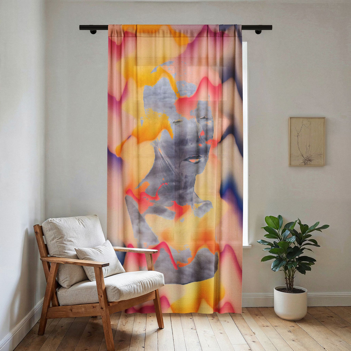 In The Haze Sheer Window Curtain — original artwork by Madeline LeBlanc
