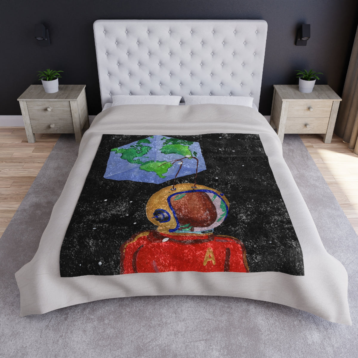 Space Ant Velvet Blanket — original artwork by Madeline LeBlanc