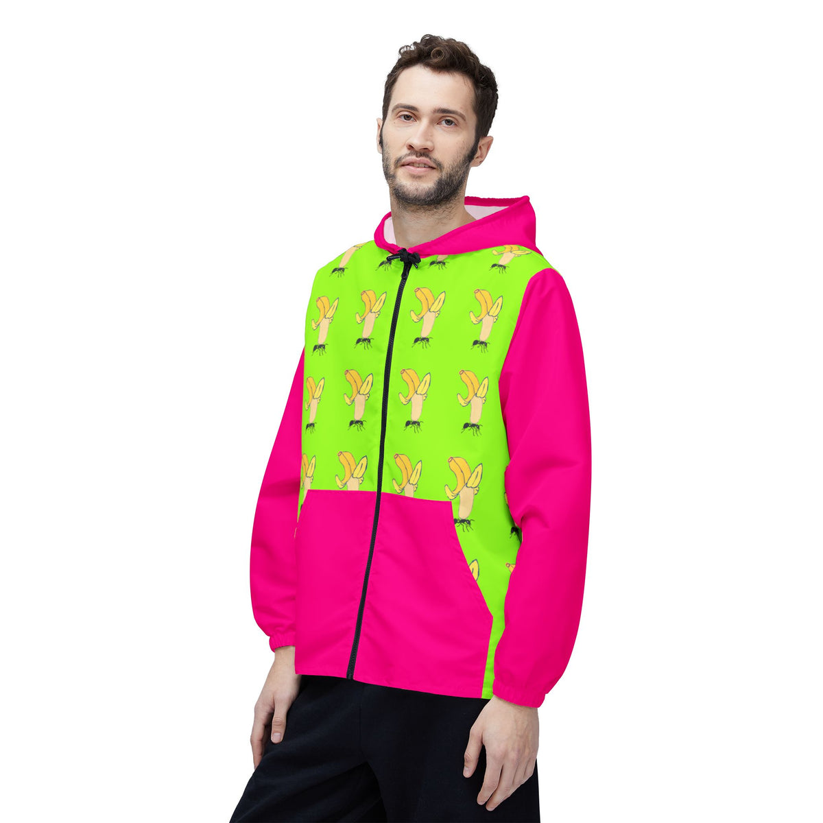 Banana Ant Windbreaker Jacket (AOP) product image - artwork by Madeline LeBlanc / Making Madi