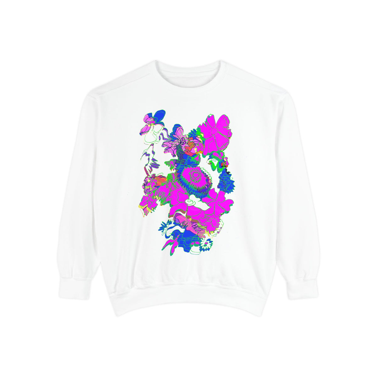 Flower Power Unisex Garment-Dyed Sweatshirt product image - artwork by Madeline LeBlanc / Making Madi