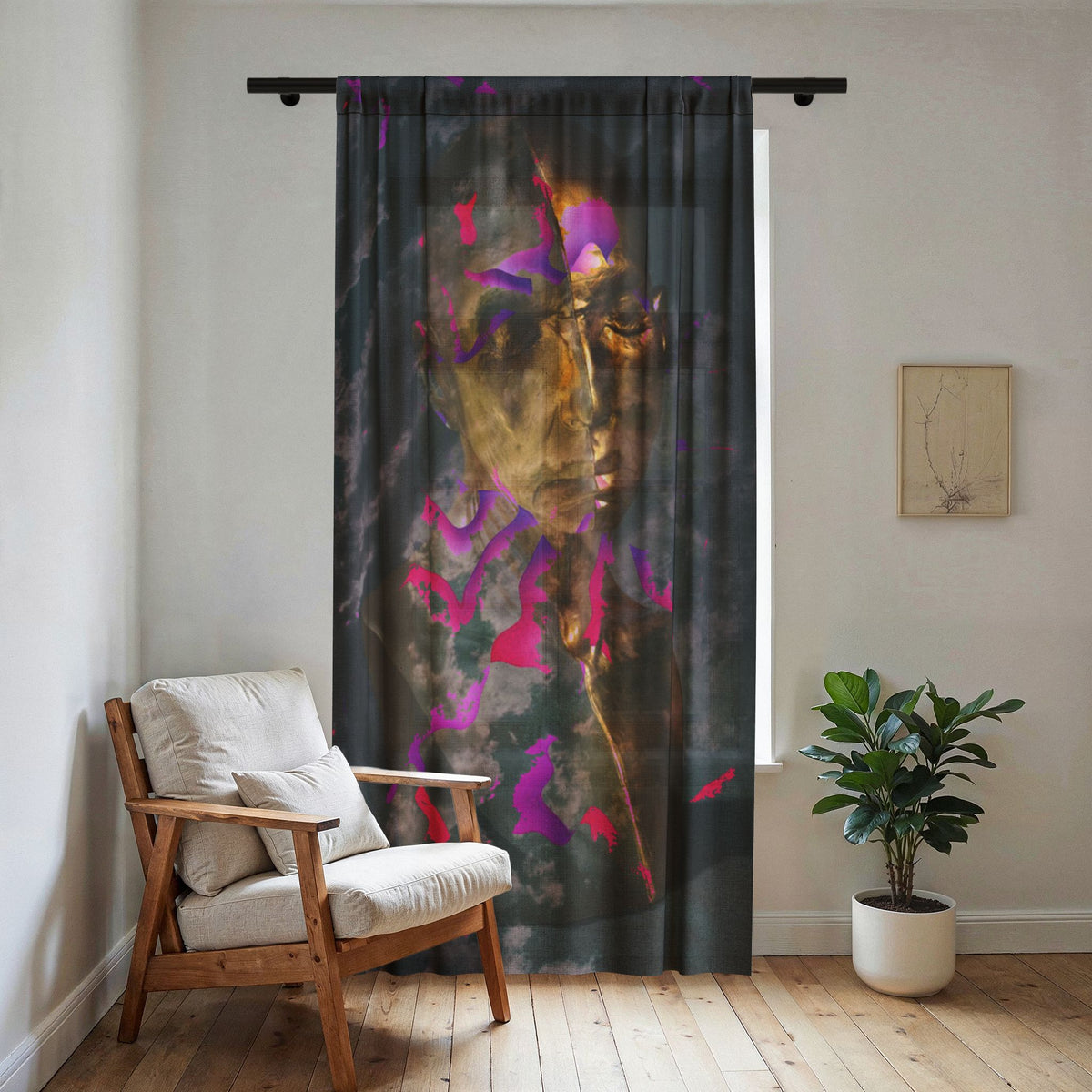Inner Beauty Sheer Window Curtain — original artwork by Madeline LeBlanc