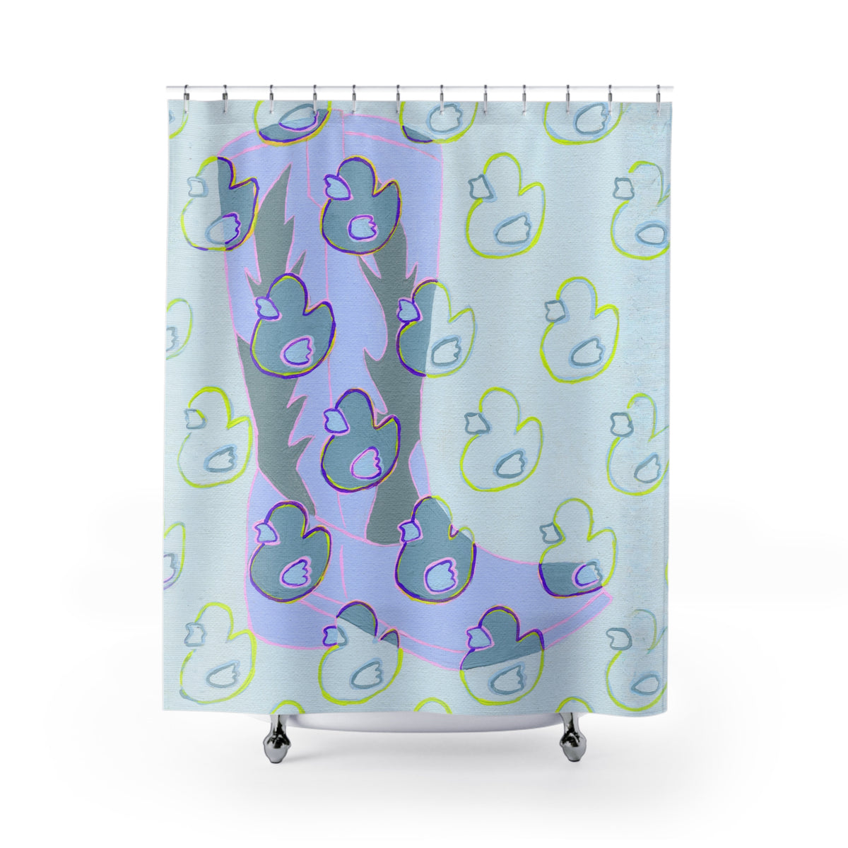 Quick & Dirty Shower Curtain — original artwork by Madeline LeBlanc