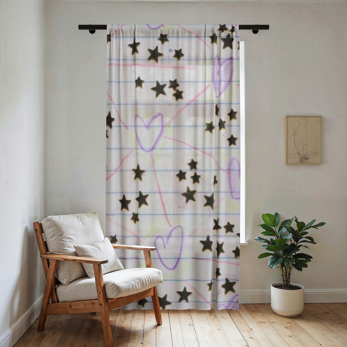 Dear Diary Sheer Window Curtain — original artwork by Madeline LeBlanc
