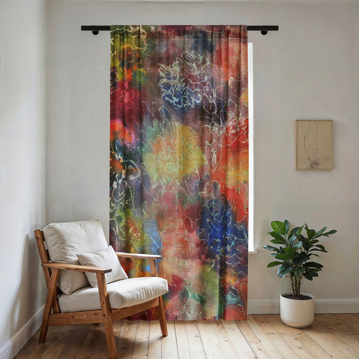 Rebirth Sheer Window Curtain — original artwork by Madeline LeBlanc