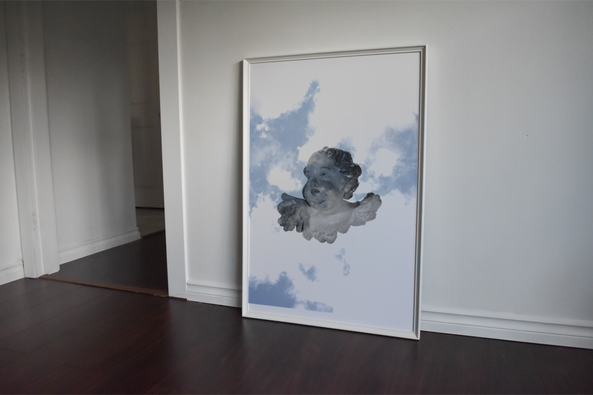 Concrete Angel print on white wall by Madeline LeBlanc / Making Madi